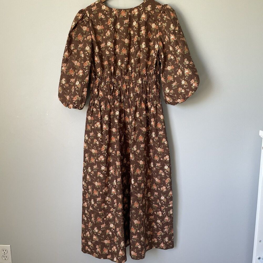 Tuckernuck Rosewood Chintz Marlena Floral Brown Boho Midi Dress Size Medium - Picture 2 of 11